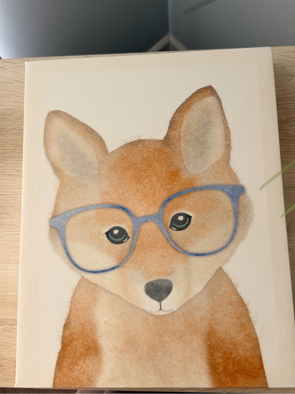 Fox Canvas Wall Art with Blue Glasses 11x14 in